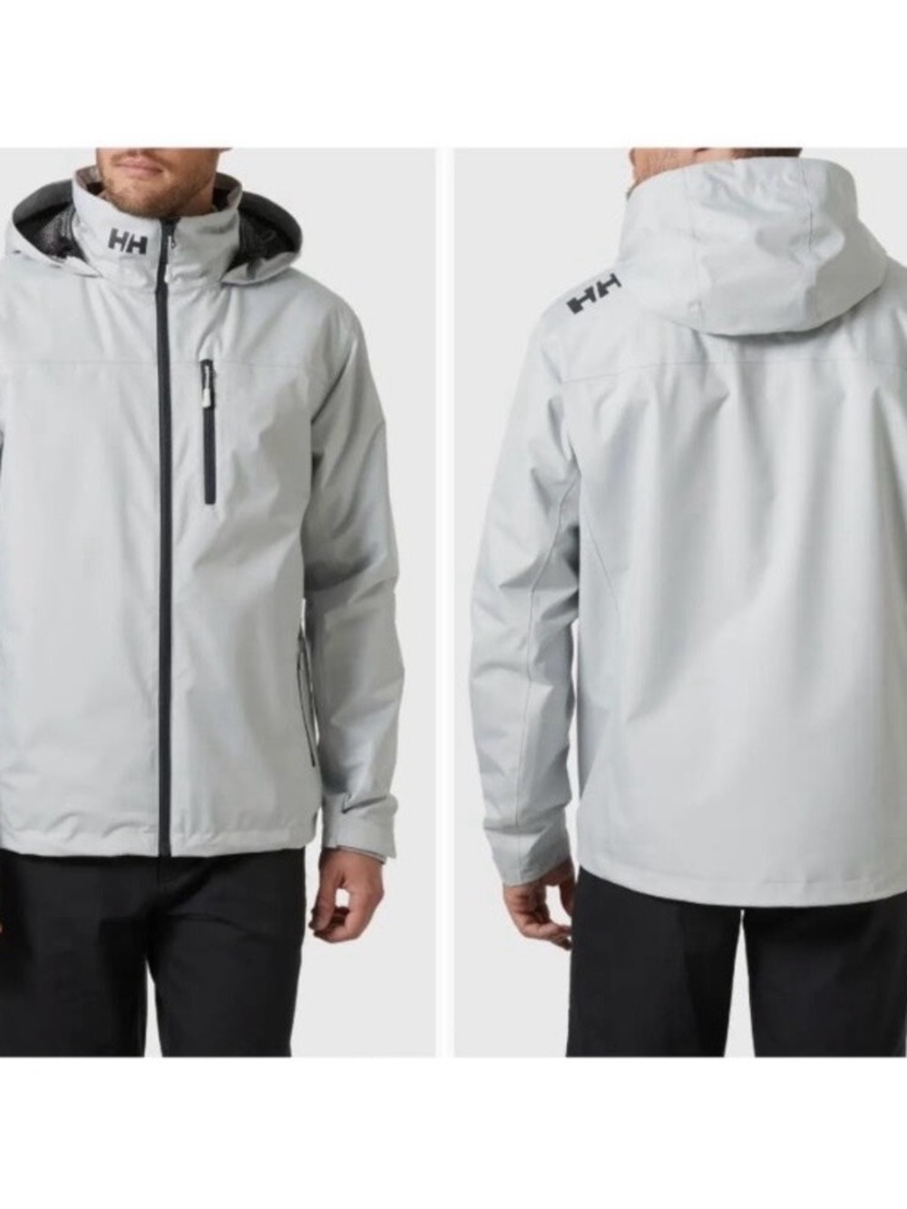 Helly Hansen Crew Hooded Sailing Jacket 2.0 Mens Size Large Light Grey Logo